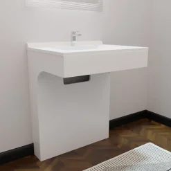 Cuisibane Meuble simple vasque PMR EPURE 70 cm - Blanc brillant* Meuble Vasque