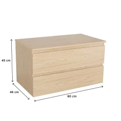 Mob-In Meuble simple vasque SORRENTO décor chêne 80 cm