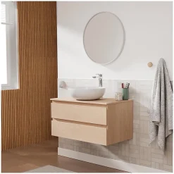 Mob-In Meuble simple vasque SORRENTO décor chêne 80 cm