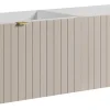 Furnidea Meuble sous double vasque suspendu HARMO 160 cm Façade rainuré cachemire semi-mat* Meuble Sous Lavabo