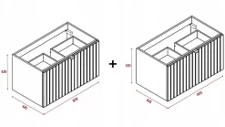 Furnidea Meuble sous double vasque suspendu HARMO 160 cm Façade rainuré cachemire semi-mat* Meuble Sous Lavabo
