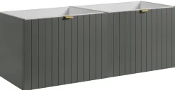 Furnidea Meuble sous double vasque suspendu HARMO 120 cm Façade rainuré vert semi-mat
