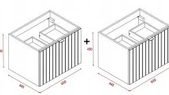 Furnidea Meuble sous double vasque suspendu HARMO 120 cm Façade rainuré vert semi-mat