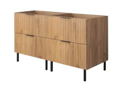 Furnidea Meuble sous double vasque sur pieds FLOW chêne craft 120 cm* Meuble Sous Lavabo