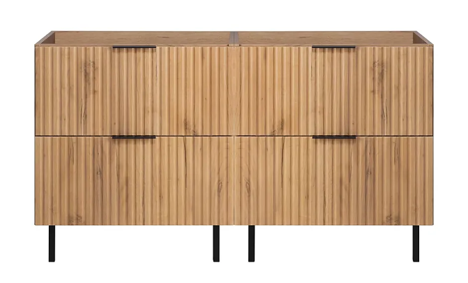 Furnidea Meuble sous double vasque sur pieds FLOW chêne craft 120 cm* Meuble Sous Lavabo