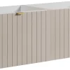 Furnidea Meuble sous double vasque suspendu HARMO 120 cm Façade rainuré cachemire semi-mat