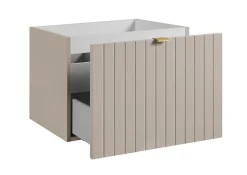 Furnidea Meuble sous double vasque suspendu HARMO 120 cm Façade rainuré cachemire semi-mat