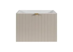 Furnidea Meuble sous double vasque suspendu HARMO 120 cm Façade rainuré cachemire semi-mat