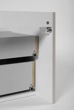 Furnidea Meuble sous double vasque suspendu HARMO 120 cm Façade rainuré cachemire semi-mat