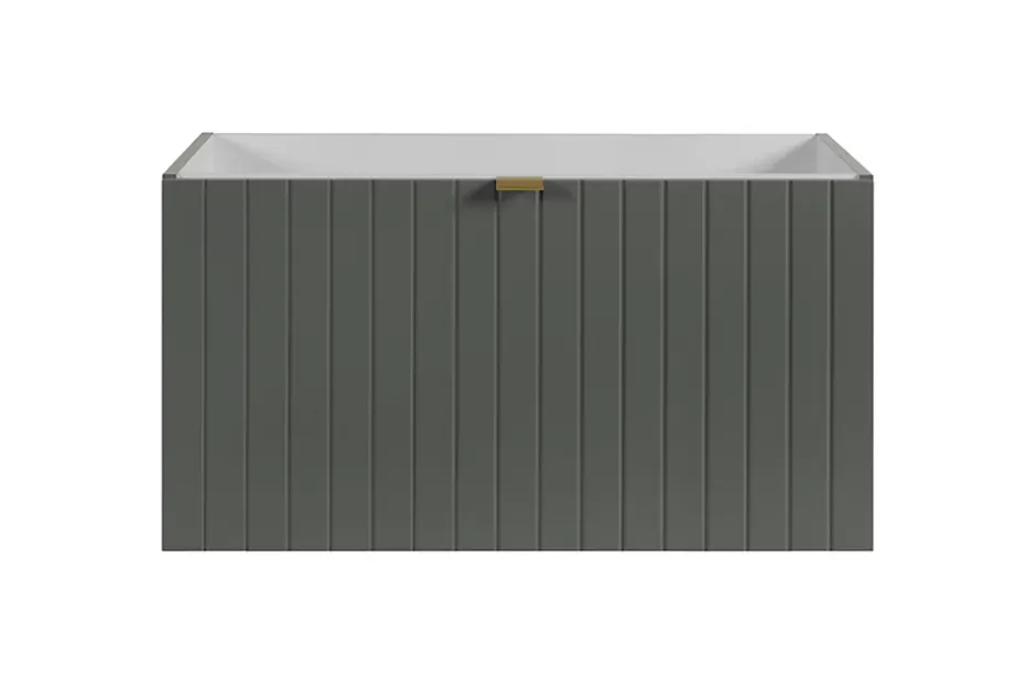 Furnidea Meuble sous double vasque suspendu HARMO 160 cm Façade rainuré vert semi-mat* Meuble Sous Lavabo