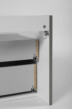 Furnidea Meuble sous double vasque suspendu HARMO 160 cm Façade rainuré vert semi-mat* Meuble Sous Lavabo