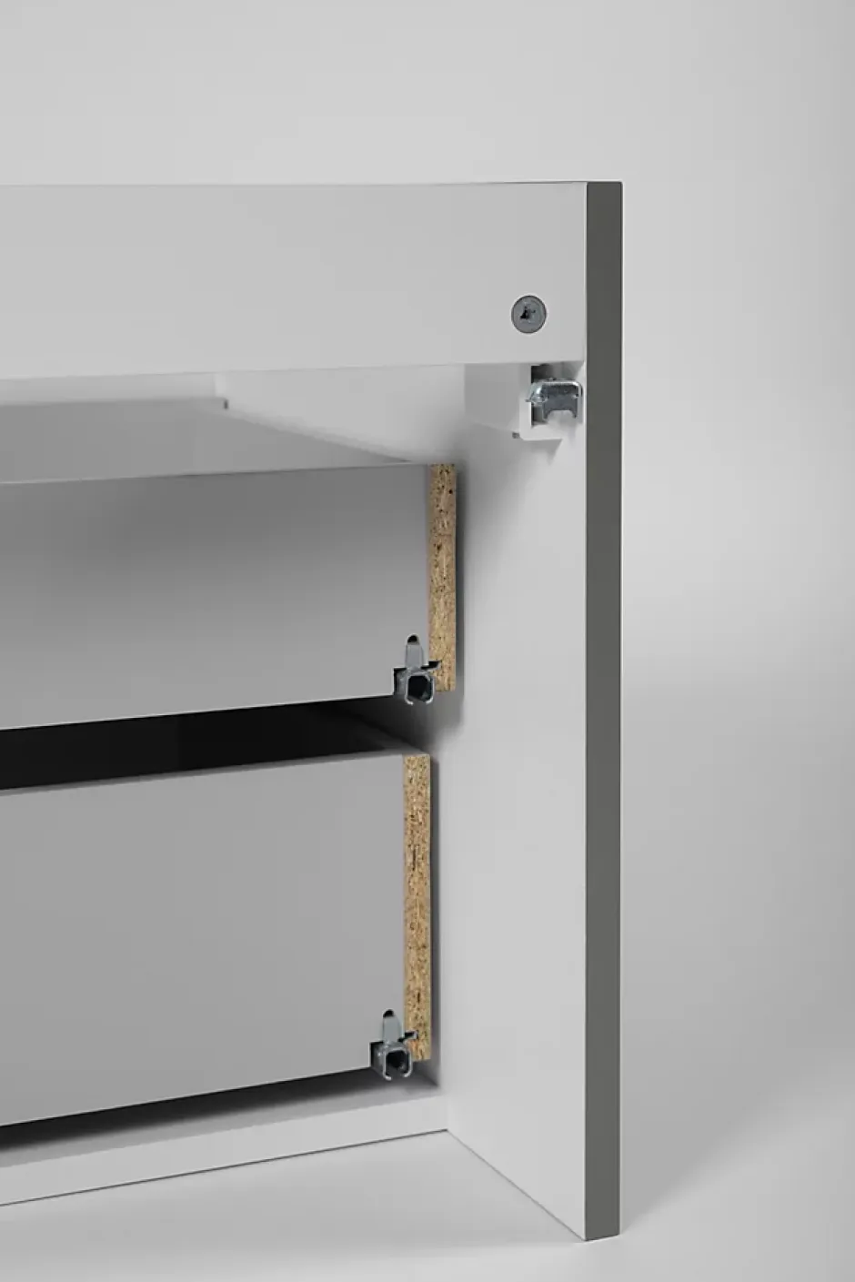 Furnidea Meuble sous double vasque suspendu HARMO 160 cm Façade rainuré vert semi-mat* Meuble Sous Lavabo