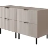 Furnidea Meuble sous double vasque sur pieds FLOW cachemire 120 cm* Meuble Sous Lavabo