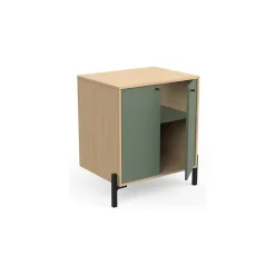 Box & Beyond Meuble sous lavabo 2 portes bois naturel et vert 69 x 50 x 78 cm