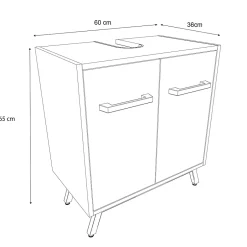 GoodHome Meuble sous lavabo à poser Ladoga L. 60 x H. 65 x P. 36 cm* Meuble De Salle De Bains Faible Profondeur|Meuble Sous Lavabo