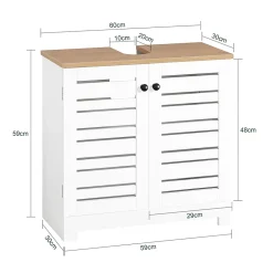 Sobuy Meuble Sous Lavabo 2 étage 2 Portes Salle de Bain, BZR40-W,