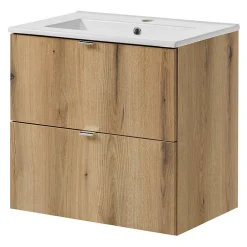 [En.Casa] Meuble sous lavabo avec vasque 60 x 57 x 39 cm chêne NEWPORT