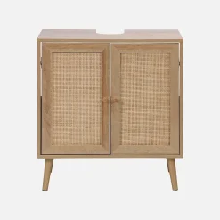 Sweeek Meuble sous lavabo décor bois et cannage Bohème 65 x 40 x 70 cm naturel* Lave-Mains