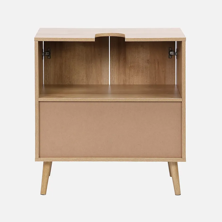 Sweeek Meuble sous lavabo décor bois et cannage Bohème 65 x 40 x 70 cm naturel* Lave-Mains