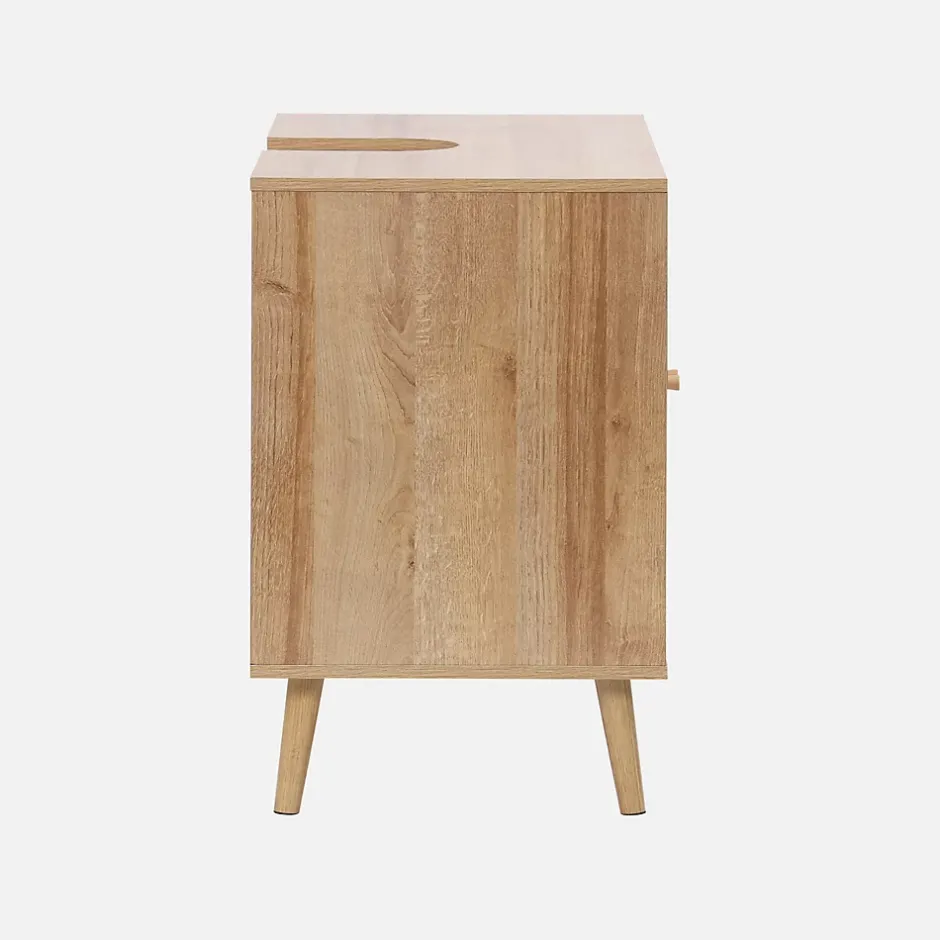 Sweeek Meuble sous lavabo décor bois et cannage Bohème 65 x 40 x 70 cm naturel* Lave-Mains