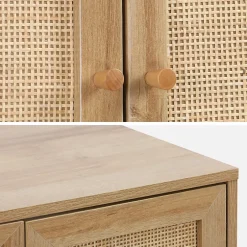 Sweeek Meuble sous lavabo décor bois et cannage Bohème 65 x 40 x 70 cm naturel* Lave-Mains