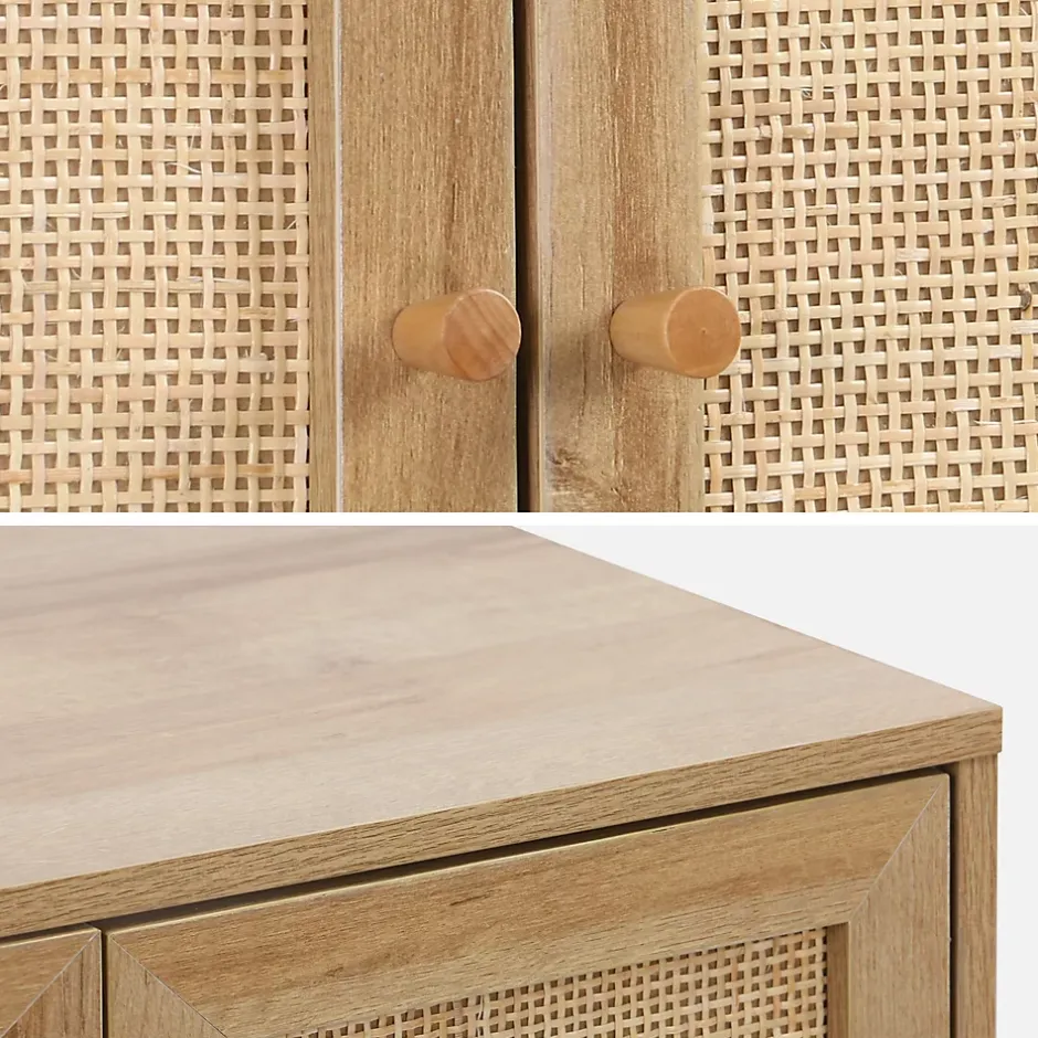 Sweeek Meuble sous lavabo décor bois et cannage Bohème 65 x 40 x 70 cm naturel* Lave-Mains