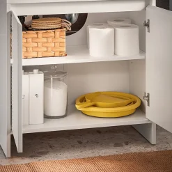 Sobuy Meuble sous Lavabo de Salle de Bain avec 2 Portes et 2 Étagères, Blanc, L60xP30xH61 cm, BZR157-W* Meuble Sous Lavabo