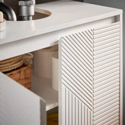 Sobuy Meuble sous Lavabo de Salle de Bain avec 2 Portes et 2 Étagères, Blanc, L60xP30xH61 cm, BZR157-W* Meuble Sous Lavabo