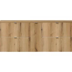 [En.Casa] Meuble sous lavabo double avec 1 porte et 4 tiroirs NEWPORT 140 x 60 x 40 cm effet chêne en.casa* Meuble Sous Lavabo