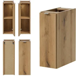 [En.Casa] Meuble sous lavabo double avec 1 porte et 4 tiroirs NEWPORT 140 x 60 x 40 cm effet chêne en.casa* Meuble Sous Lavabo