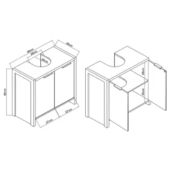 [En.Casa] Meuble sous lavabo Namsskogan 60 x 60 x 30 cm effet noyer noir en.casa