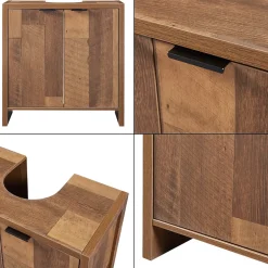[En.Casa] Meuble sous lavabo Namsskogan 60 x 60 x 30 cm effet noyer noir en.casa