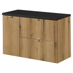 [En.Casa] Meuble sous lavabo NEWPORT 90 x 60 x 40 cm effet chêne noir en.casa* Meuble Sous Lavabo