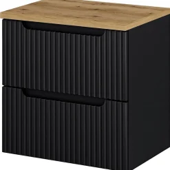 [En.Casa] Meuble sous lavabo Newport 61 x 60 x 40 cm noir effet chêne en.casa* Meuble Sous Lavabo