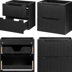 [En.Casa] Meuble sous lavabo Newport 61 x 60 x 40 cm noir effet chêne en.casa* Meuble Sous Lavabo