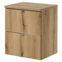 [En.Casa] Meuble sous lavabo NEWPORT avec 2 tiroirs 50 x 60 x 40 cm effet chêne en.casa
