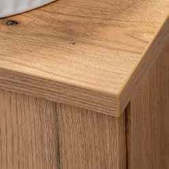 [En.Casa] Meuble sous lavabo NEWPORT avec 2 tiroirs 50 x 60 x 40 cm effet chêne en.casa