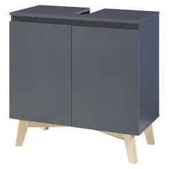 [En.Casa] Meuble sous lavabo Overath 60 x 60 x 30 cm gris en.casa* Meuble Sous Lavabo