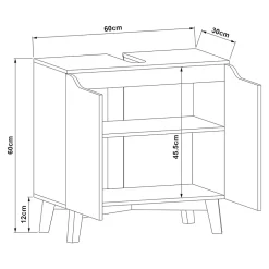 [En.Casa] Meuble sous lavabo Overath 60 x 60 x 30 cm gris en.casa* Meuble Sous Lavabo