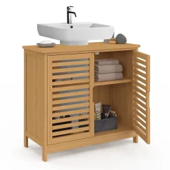 IDMarket Meuble sous lavabo salle de bain bambou BEA* Meuble Sous Lavabo