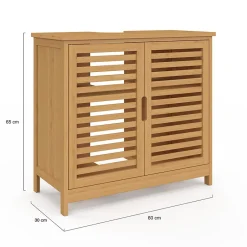 IDMarket Meuble sous lavabo salle de bain bambou BEA* Meuble Sous Lavabo