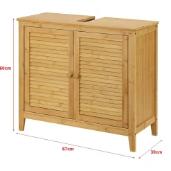 [En.Casa] Meuble sous lavabo Värmdö avec 2 portes en bambou 60 x 67 x 30 cm en.casa