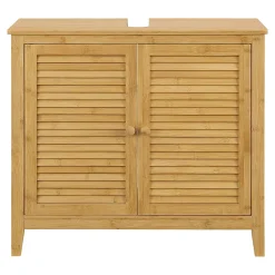 [En.Casa] Meuble sous lavabo Värmdö avec 2 portes en bambou 60 x 67 x 30 cm en.casa