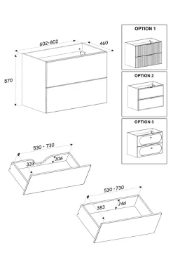 Otitec Meuble sous vasque - 60 cm - 2 tiroirs - SAND* Meuble Sous-Vasque