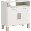 Homcom Meuble sous vasque - 2 portes, étagère, niche - MDF crème* Meuble Sous-Vasque