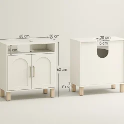 Homcom Meuble sous vasque - 2 portes, étagère, niche - MDF crème* Meuble Sous-Vasque
