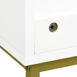 kleankin Meuble sous vasque - 2 portes - dim. 60L x 30l x 65H cm - acier doré MDF blanc
