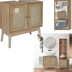 The Home Deco Factory Meuble sous vasque 2 portes Bali en cannage