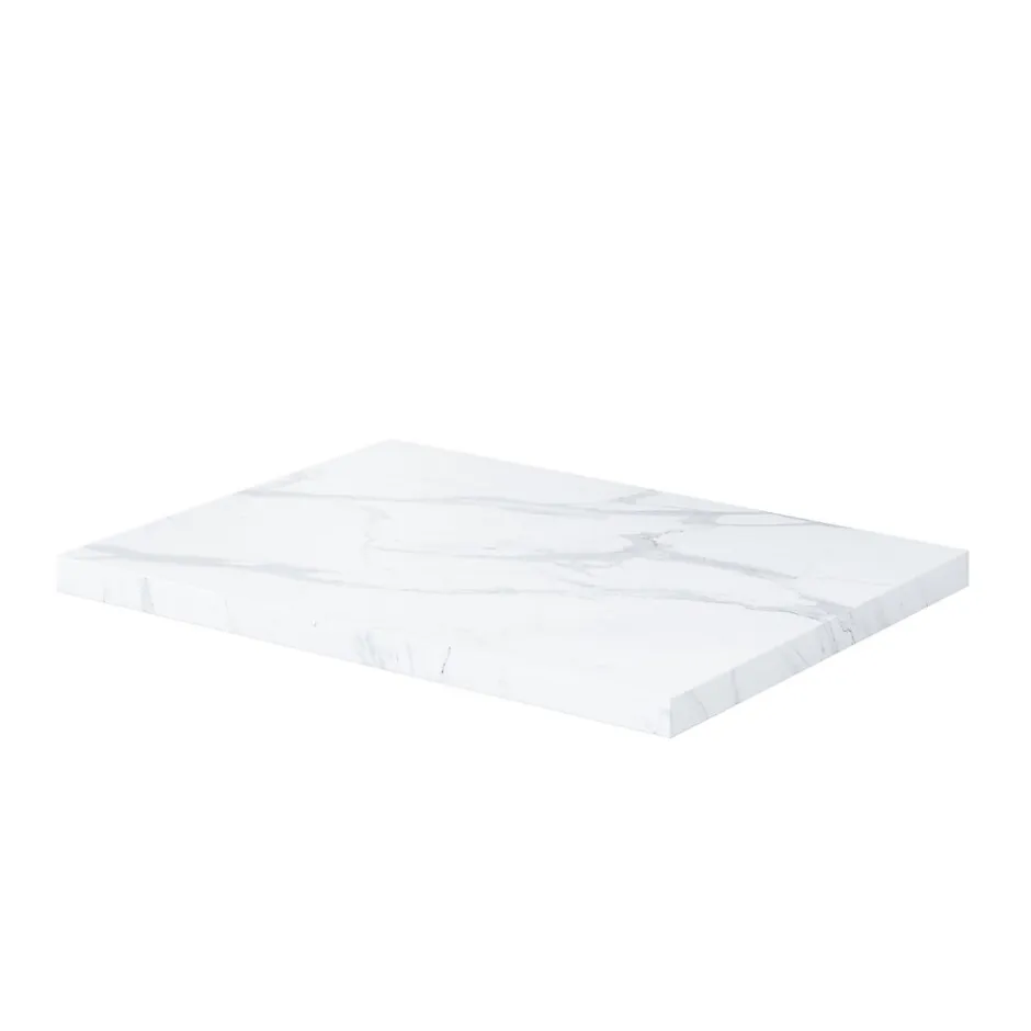 GoodHome Meuble sous vasque à poser l.60 cm vert + plan de toilette effet marbre blanc Cadélia, Perma