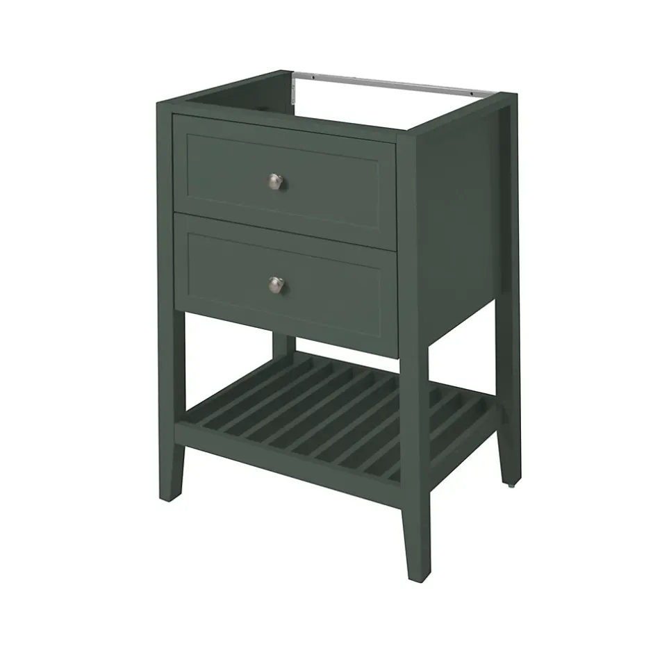 GoodHome Meuble sous vasque à poser l.60 cm vert + plan de toilette effet marbre blanc Cadélia, Perma